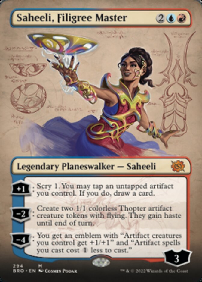 Saheeli, Filigree Master (Borderless Alternate Art) [The Brothers' War] [Foil]