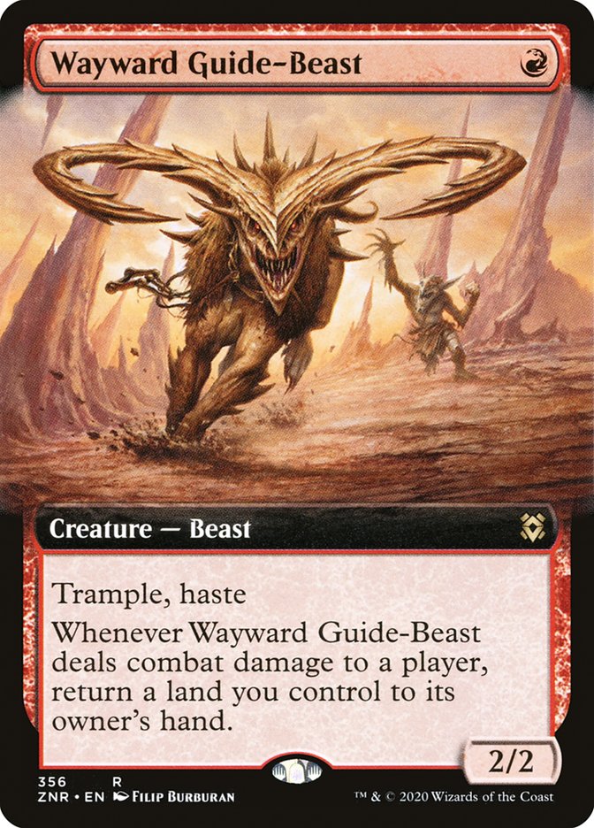 Wayward Guide-Beast (Extended Art) [Zendikar Rising] [Foil]
