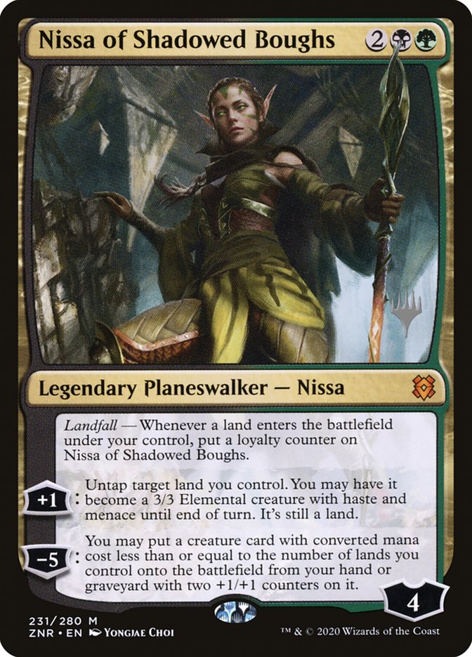 Nissa of Shadowed Boughs (Promo Pack) [Zendikar Rising Promos] [Foil]