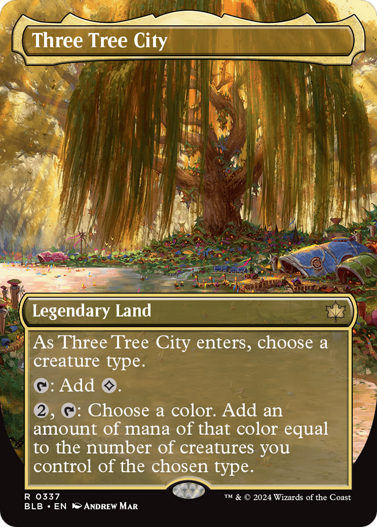 Three Tree City (Borderless) (0337) [Bloomburrow] [Foil]