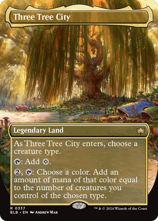 Three Tree City (Borderless) (0337) [Bloomburrow] [Foil]