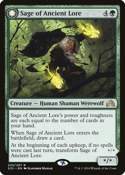 Sage of Ancient Lore // Werewolf of Ancient Hunger [Shadows over Innistrad] [Foil]