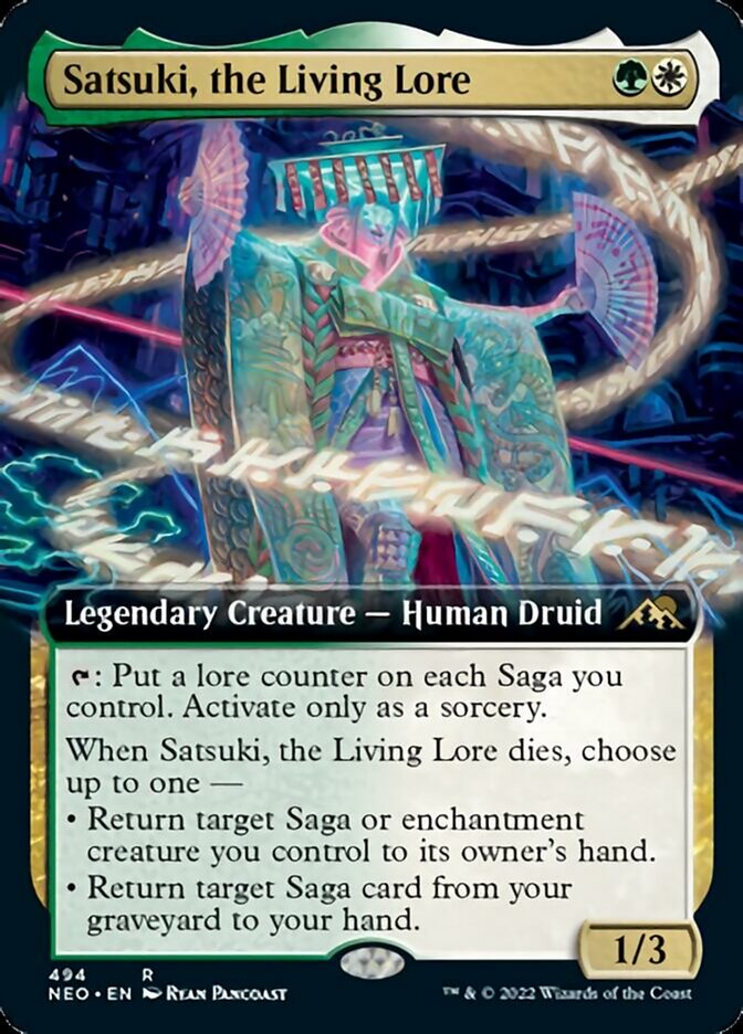 Satsuki, the Living Lore (Extended Art) [Kamigawa: Neon Dynasty] [Foil]