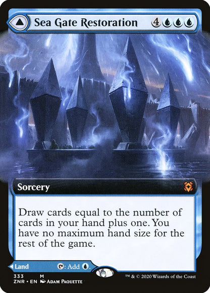 Sea Gate Restoration // Sea Gate, Reborn (Extended Art) [Zendikar Rising] [Foil]