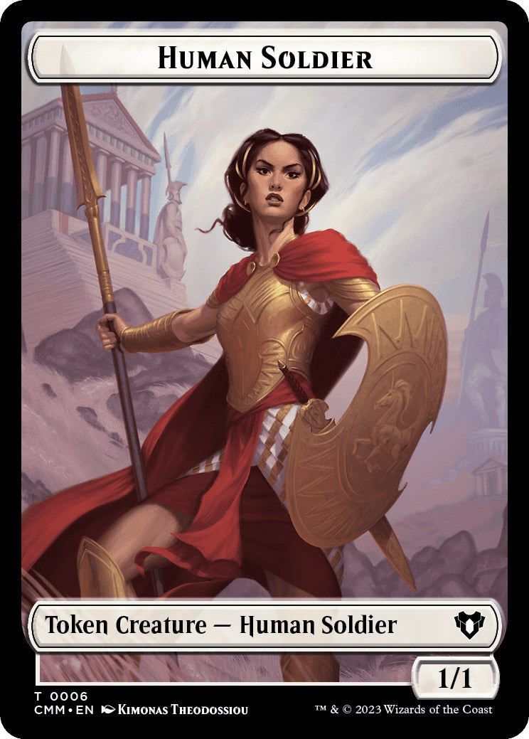 Human Soldier // Drake Double-Sided Token [Commander Masters Tokens] [Foil]