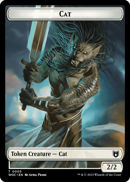 Cat (0005) // Human Double-Sided Token [Wilds of Eldraine Commander Tokens] [Foil]