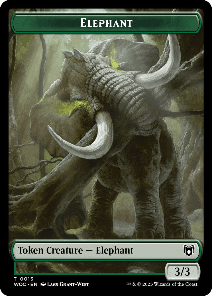 Elephant // Saproling Double-Sided Token [Wilds of Eldraine Commander Tokens] [Foil]