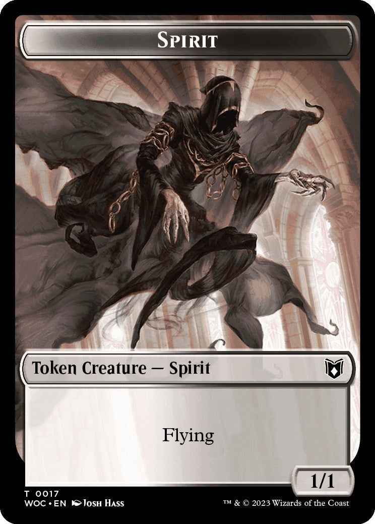 Spirit // Saproling Double-Sided Token [Wilds of Eldraine Commander Tokens] [Foil]