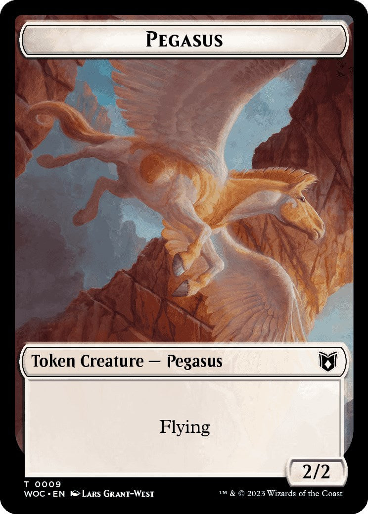 Pegasus // Saproling Double-Sided Token [Wilds of Eldraine Commander Tokens] [Foil]