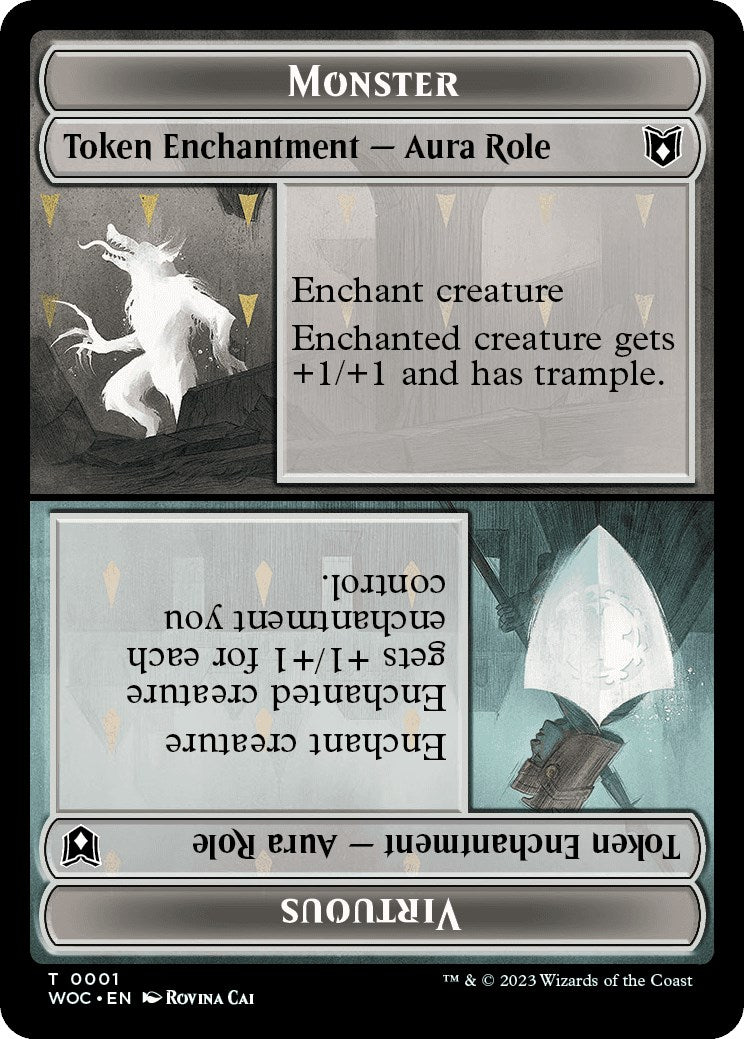 Monster Role / Virtuous Role // Royal Role / Virtuous Role Double-Sided Token [Wilds of Eldraine Commander Tokens] [Foil]