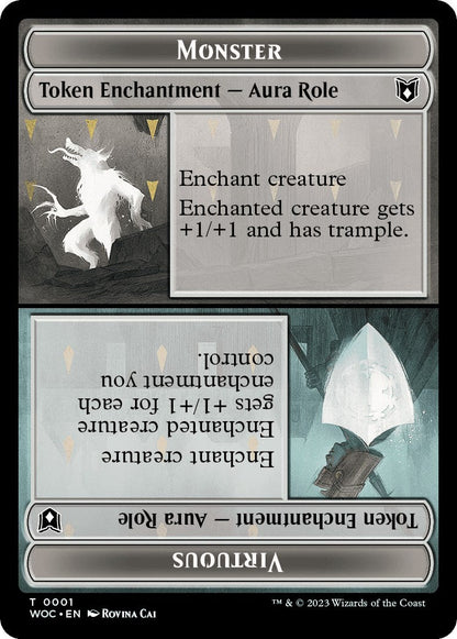 Monster Role / Virtuous Role // Royal Role / Virtuous Role Double-Sided Token [Wilds of Eldraine Commander Tokens] [Foil]