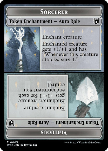 Sorcerer Role / Virtuous Role // Monster Role / Virtuous Role Double-Sided Token [Wilds of Eldraine Commander Tokens] [Foil]