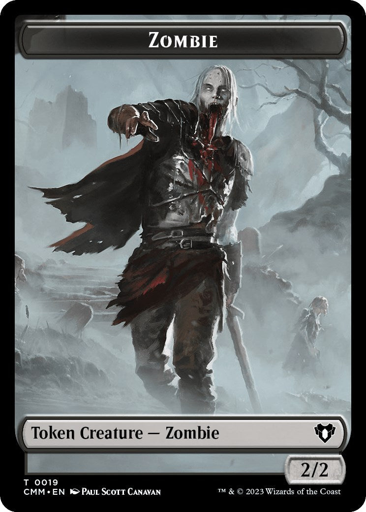 Zombie (0019) // Emblem - Ob Nixilis of the Black Oath Double-Sided Token [Commander Masters Tokens] [Foil]