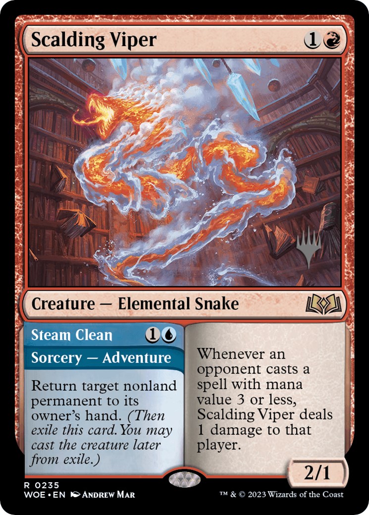 Scalding Viper // Steam Clean (Promo Pack) [Wilds of Eldraine Promos] [Foil]