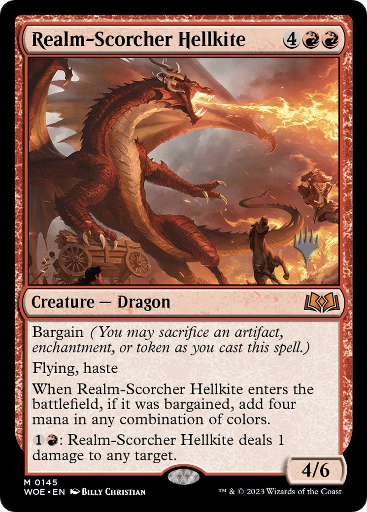 Realm-Scorcher Hellkite (Promo Pack) [Wilds of Eldraine Promos] [Foil]