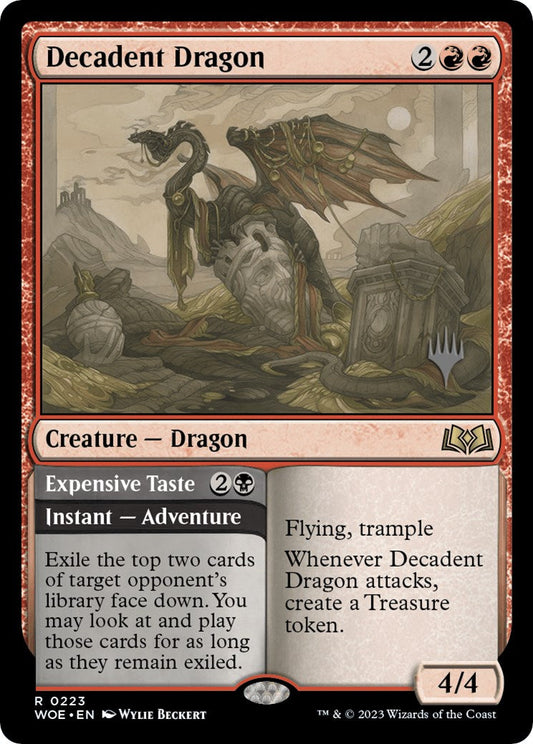 Decadent Dragon // Expensive Taste (Promo Pack) [Wilds of Eldraine Promos] [Foil]