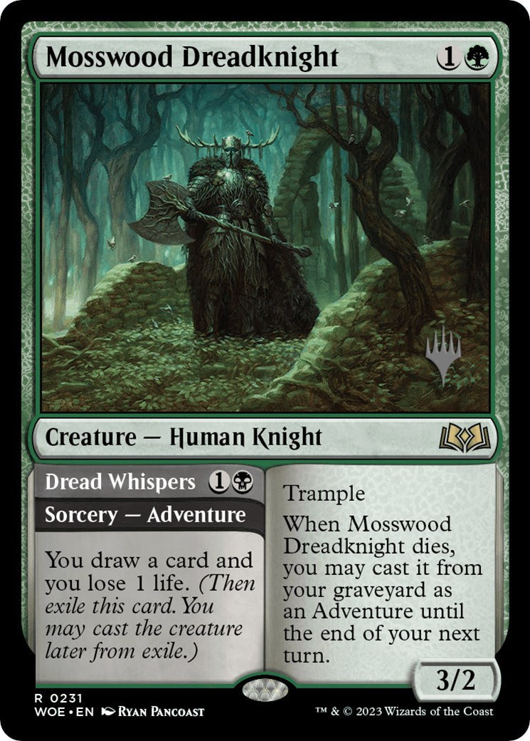 Mosswood Dreadknight // Dread Whispers (Promo Pack) [Wilds of Eldraine Promos] [Foil]