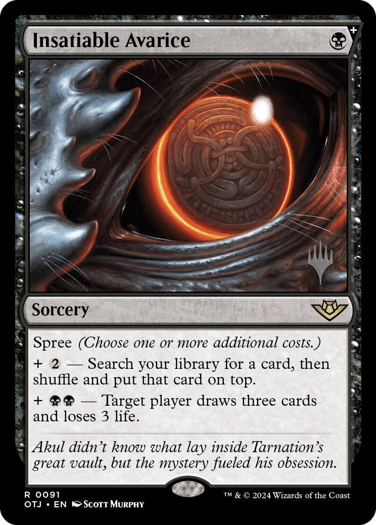Insatiable Avarice (Promo Pack) [Outlaws of Thunder Junction Promos] [Foil]