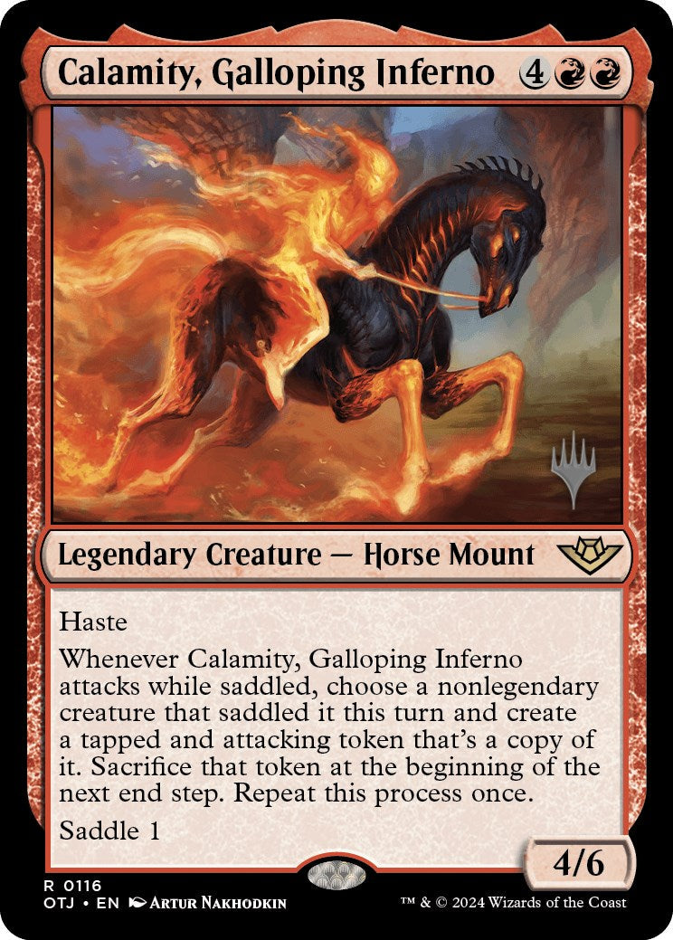 Calamity, Galloping Inferno (Promo Pack) [Outlaws of Thunder Junction Promos] [Foil]