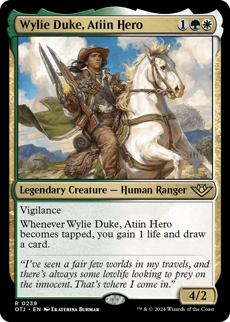 Wylie Duke, Atiin Hero (Promo Pack) [Outlaws of Thunder Junction Promos] [Foil]