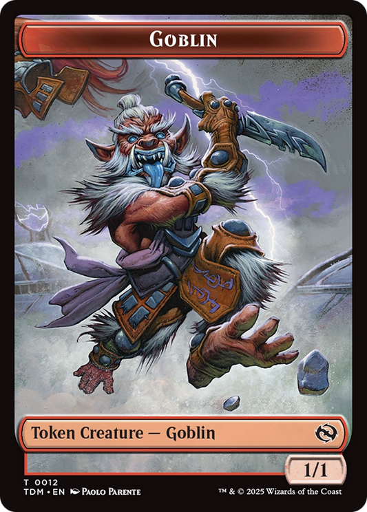 Goblin // Warrior Double-Sided Token [Tarkir: Dragonstorm Tokens] [Foil]