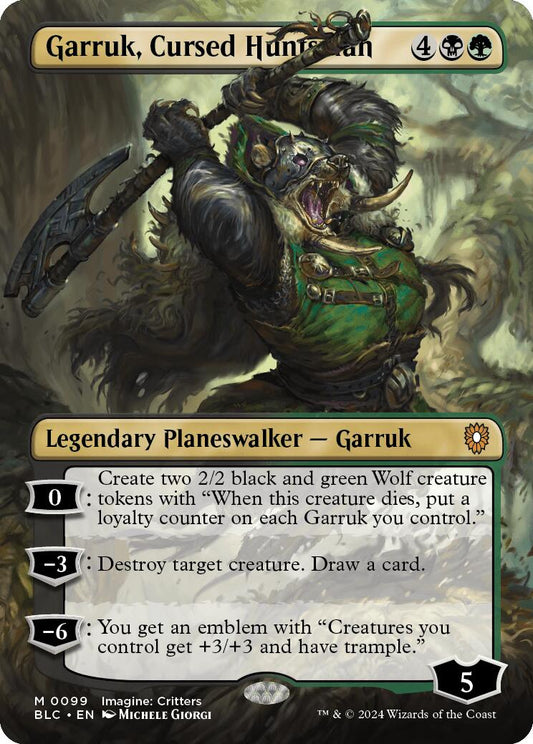 Garruk, Cursed Huntsman (Borderless) [Bloomburrow Commander] [Foil]