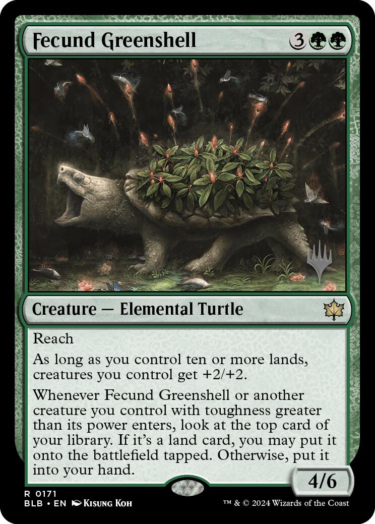 Fecund Greenshell (Promo Pack) [Bloomburrow Promos] [Foil]