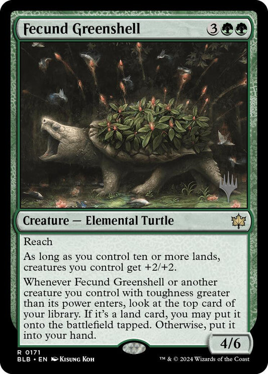 Fecund Greenshell (Promo Pack) [Bloomburrow Promos] [Foil]
