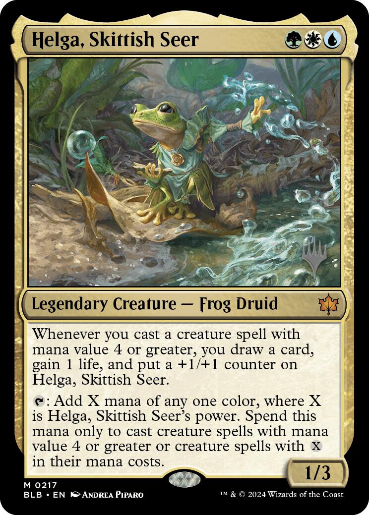 Helga, Skittish Seer (Promo Pack) [Bloomburrow Promos] [Foil]