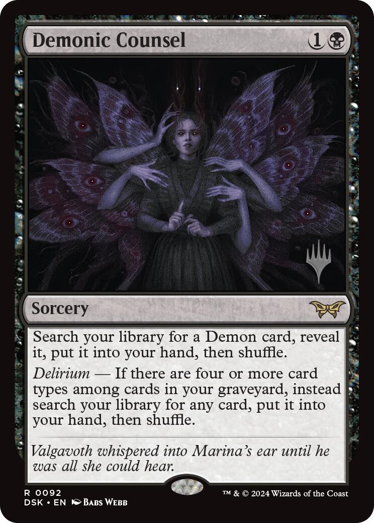Demonic Counsel (Promo Pack) [Duskmourn: House of Horror Promos] [Foil]