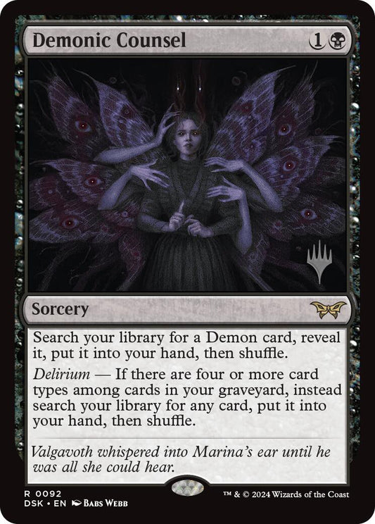 Demonic Counsel (Promo Pack) [Duskmourn: House of Horror Promos] [Foil]