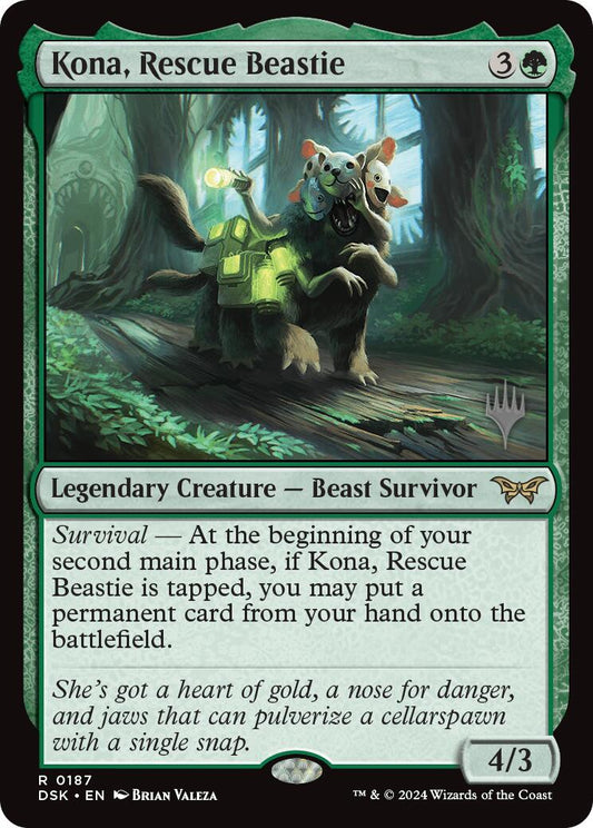 Kona, Rescue Beastie (0187) (Promo Pack) [Duskmourn: House of Horror Promos] [Foil]