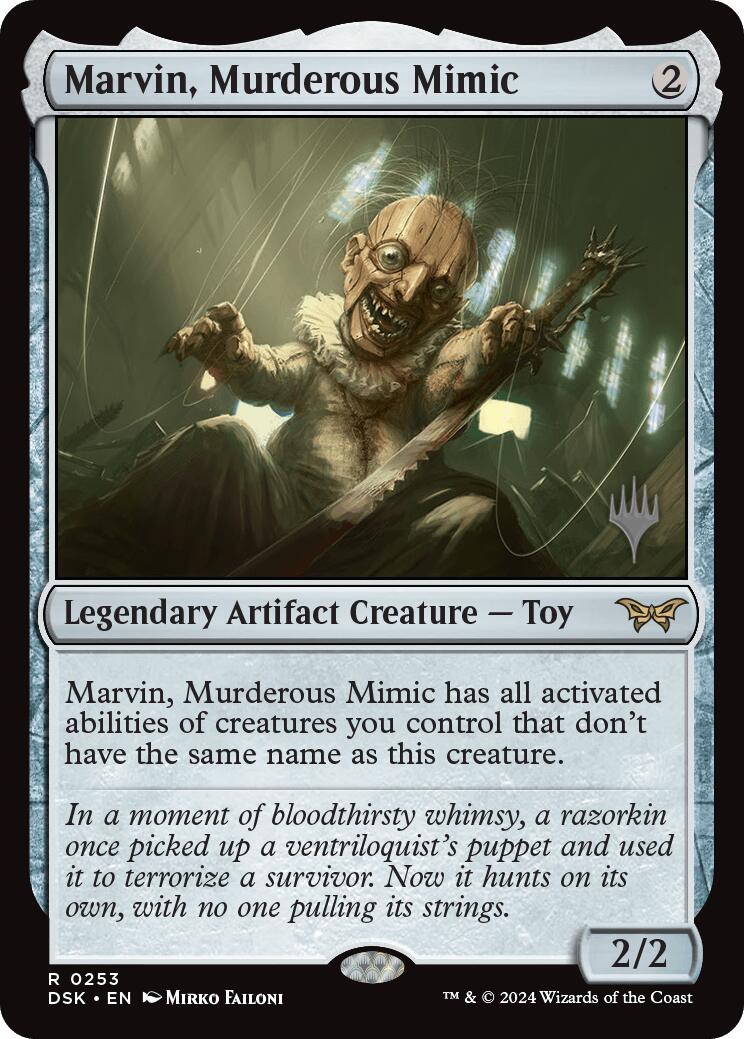Marvin, Murderous Mimic (Promo Pack) [Duskmourn: House of Horror Promos] [Foil]