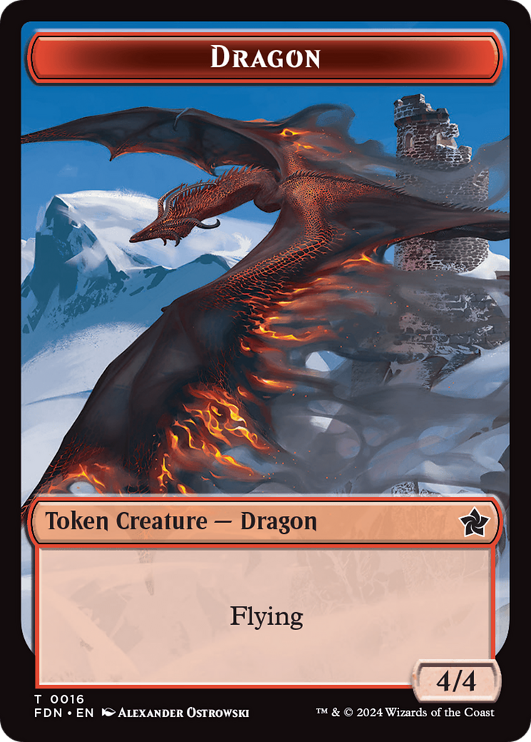 Dragon (0016) // Dragon (0017) Doubled-Sided Token [Foundations Tokens] [Foil]