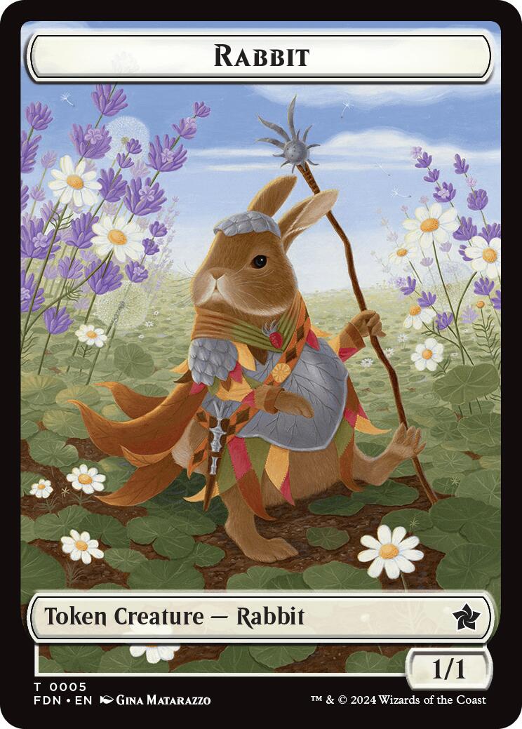 Rabbit // Soldier Double-Sided Token [Foundations Tokens] [Foil]