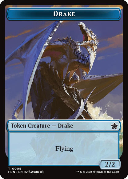 Drake // Goblin Doubled-Sided Token [Foundations Tokens] [Foil]