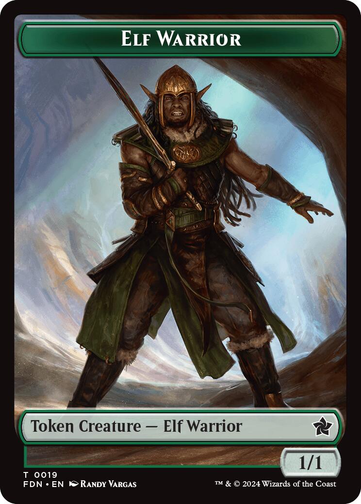 Elf Warrior // Raccoon Doubled-Sided Token [Foundations Tokens] [Foil]