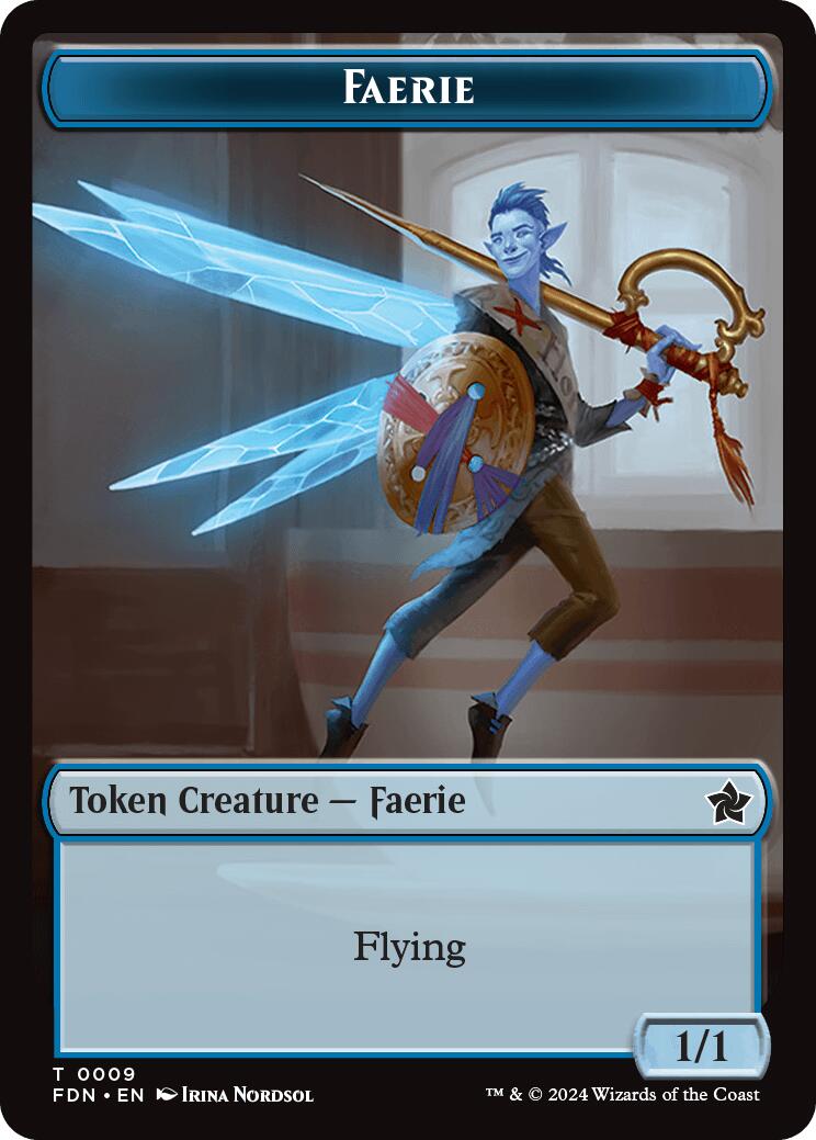 Faerie // Fish Doubled-Sided Token [Foundations Tokens] [Foil]