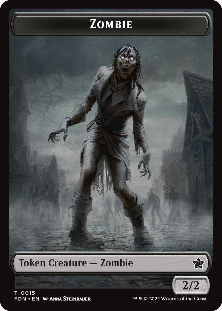 Zombie // Insect Doubled-Sided Token [Foundations Tokens] [Foil]