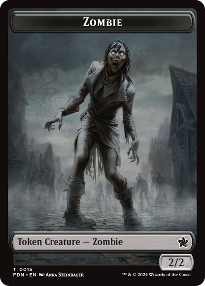 Zombie // Insect Doubled-Sided Token [Foundations Tokens] [Foil]