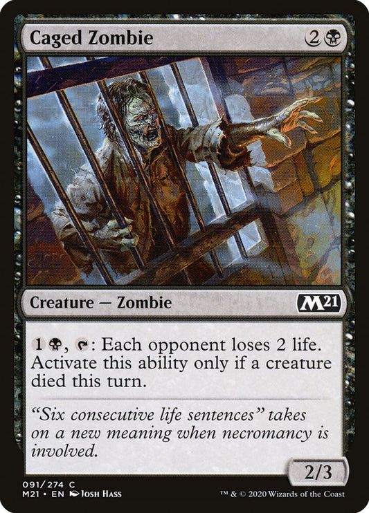 Caged Zombie [Core Set 2021] [Foil]