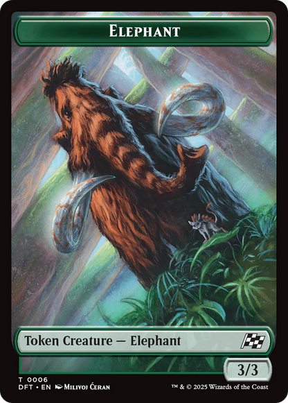 Elephant // Zombie (0003) Double-Sided Token [Aetherdrift Tokens]