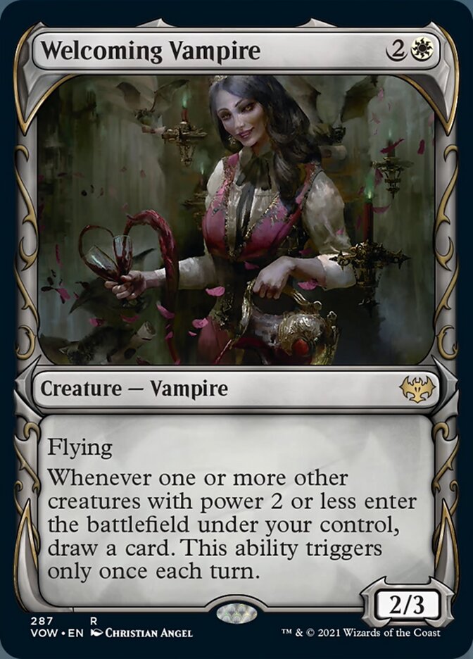 Welcoming Vampire (Showcase Fang Frame) [Innistrad: Crimson Vow] [Foil]