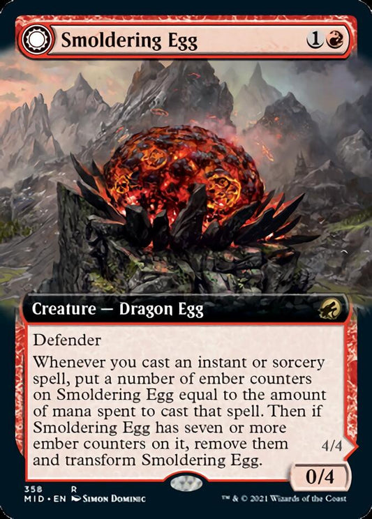Smoldering Egg // Ashmouth Dragon (Extended Art) [Innistrad: Midnight Hunt] [Foil]