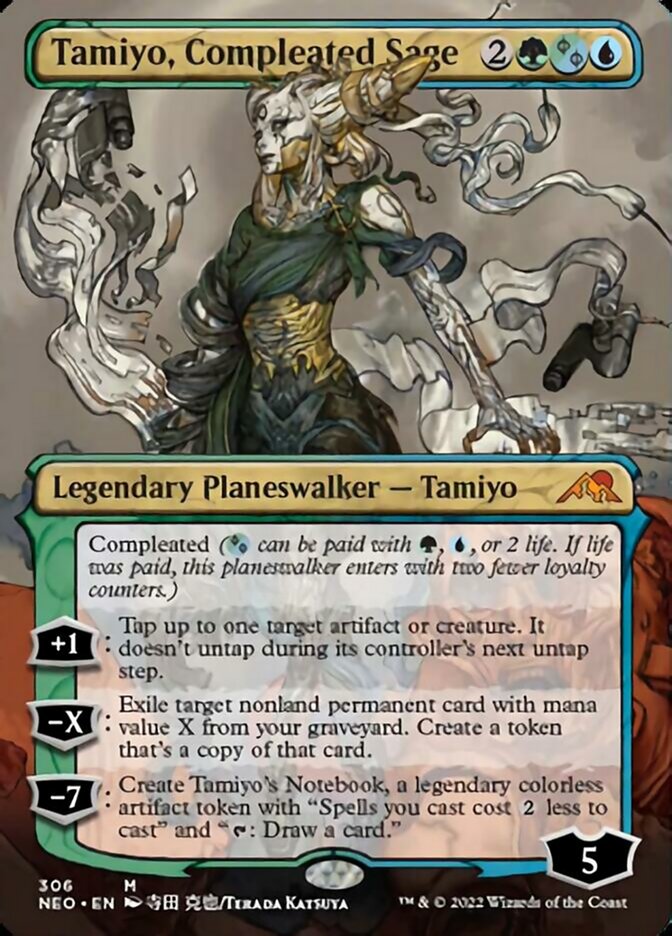 Tamiyo, Compleated Sage (Borderless) [Kamigawa: Neon Dynasty] [Foil]