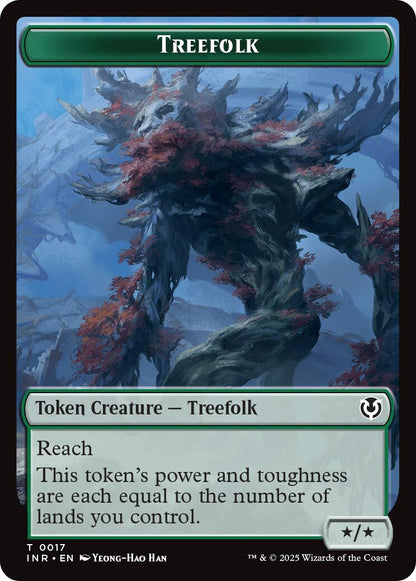 Treefolk // Emblem - Wrenn and Seven Double-Sided Token [Innistrad Remastered Tokens] [Foil]