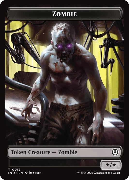 Zombie (0011) // Zombie (0012) Double-Sided Token [Innistrad Remastered Tokens] [Foil]