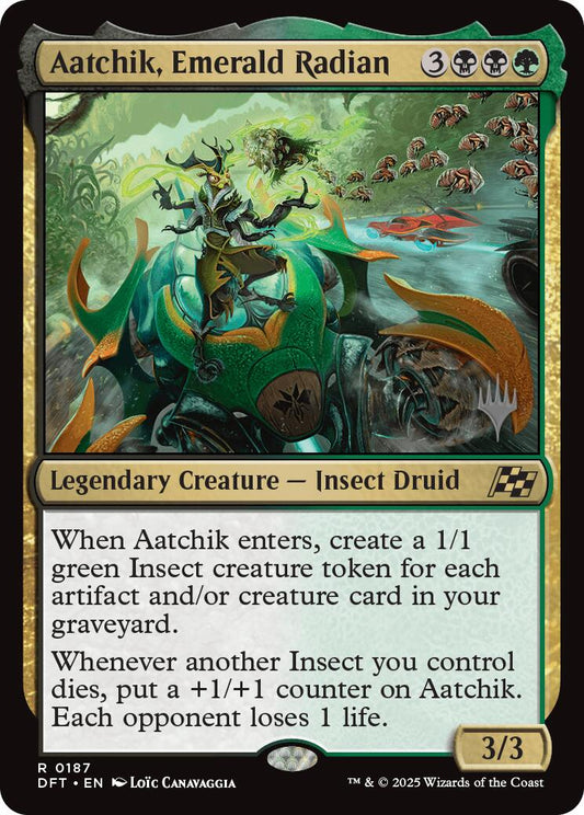 Aatchik, Emerald Radian (Promo Pack) [Aetherdrift Promos] [Foil]