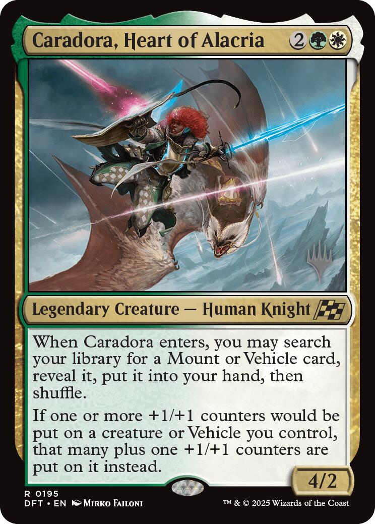 Caradora, Heart of Alacria (Promo Pack) [Aetherdrift Promos] [Foil]