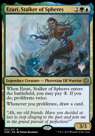 Ezuri, Stalker of Spheres (Promo Pack) [Phyrexia: All Will Be One Promos] [Foil]